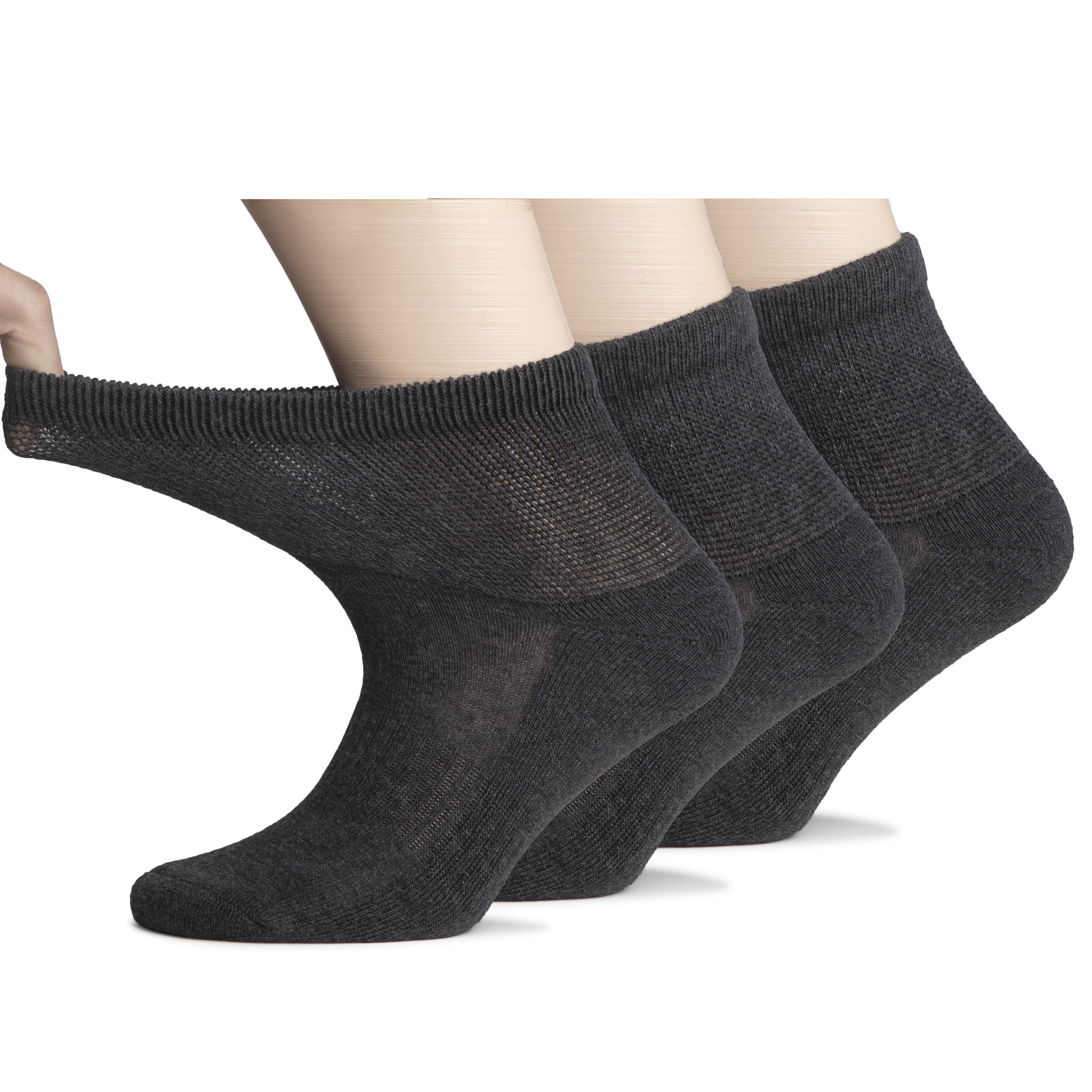 Hugh Ugoli Women's Diabetic Ankle Cotton Socks, 3 Pairs, Shoe Size 68