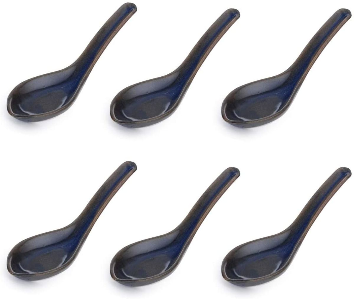 Japanese Porcelain Soup Spoon 6" Wonton Rice Pho Ramen Noodle Soup