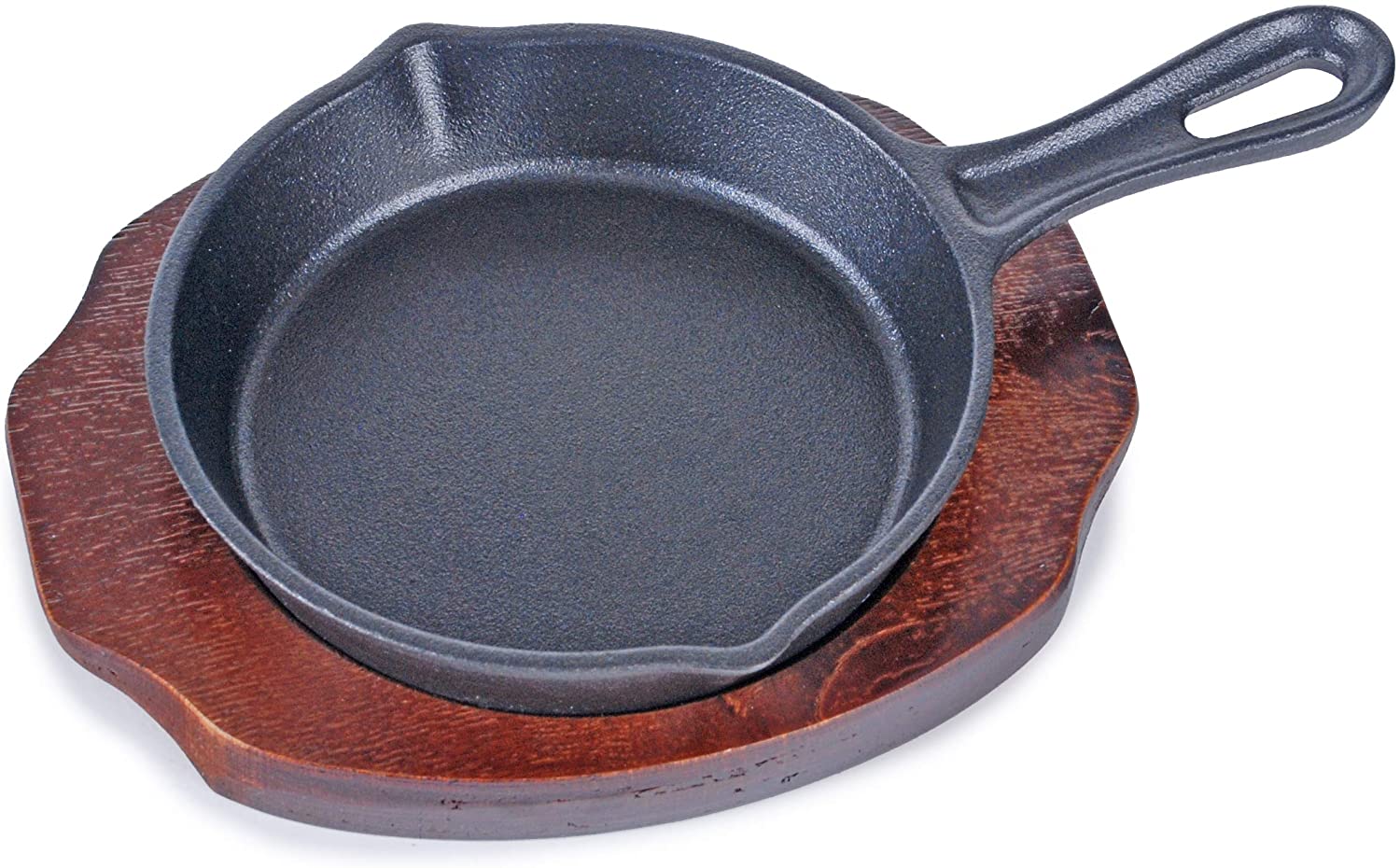 Cast Iron Skillet Multipurpose Use Non Stick Surface w/ Wooden Base eBay