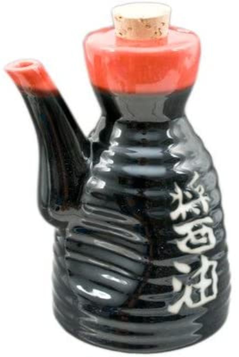 Japanese Tenmoku Pottery Soy Sauce Dispenser w/ Cork Stopper 7oz (Black