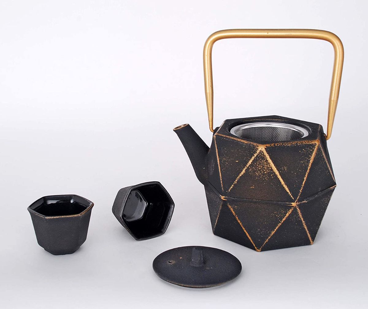Rikyu Japanese Cast Iron Tetsubin Tea Set Diamond Design 32 fl oz