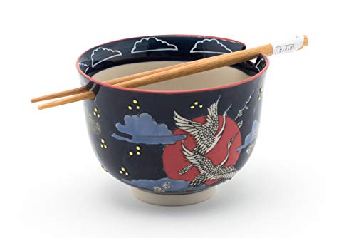 Japanese Ramen Udon Noodle Pho Bowl with Chopsticks Gift Set 5 Inch Weave