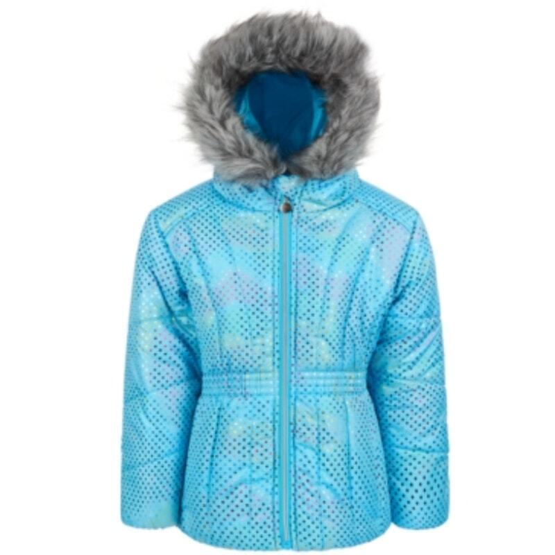 Rothschild & Co Toddler Girls' Foil Print Puffer Coat Blue - Picture 5 of 5