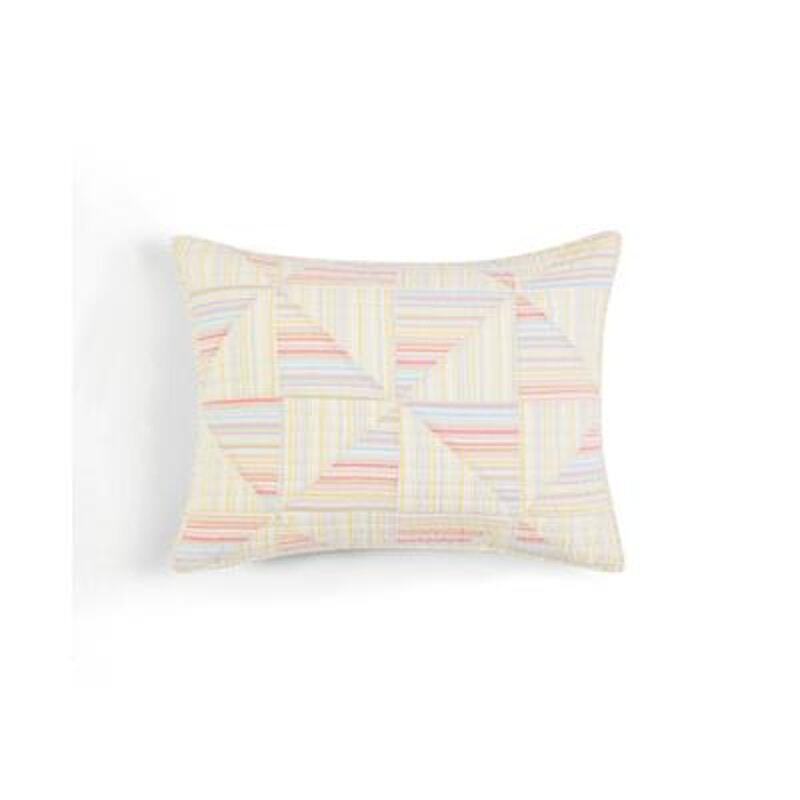 Martha Stewart Flora Fauna Yarn Dye Patchwork Pillow Sham Cream - Picture 6 of 6