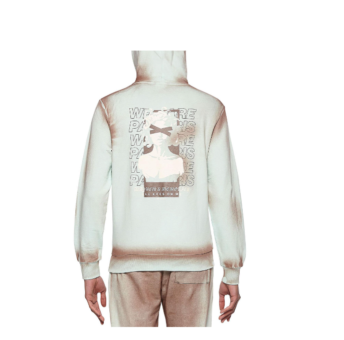 Eleven Paris Men's Pullover Cozy Hoodie Spray-Painted Design Edgy - Picture 6 of 8