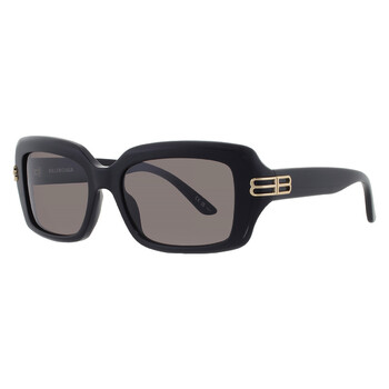 Balenciaga Dark Black Rectangular Ladies Sunglasses BB0465S 001 56