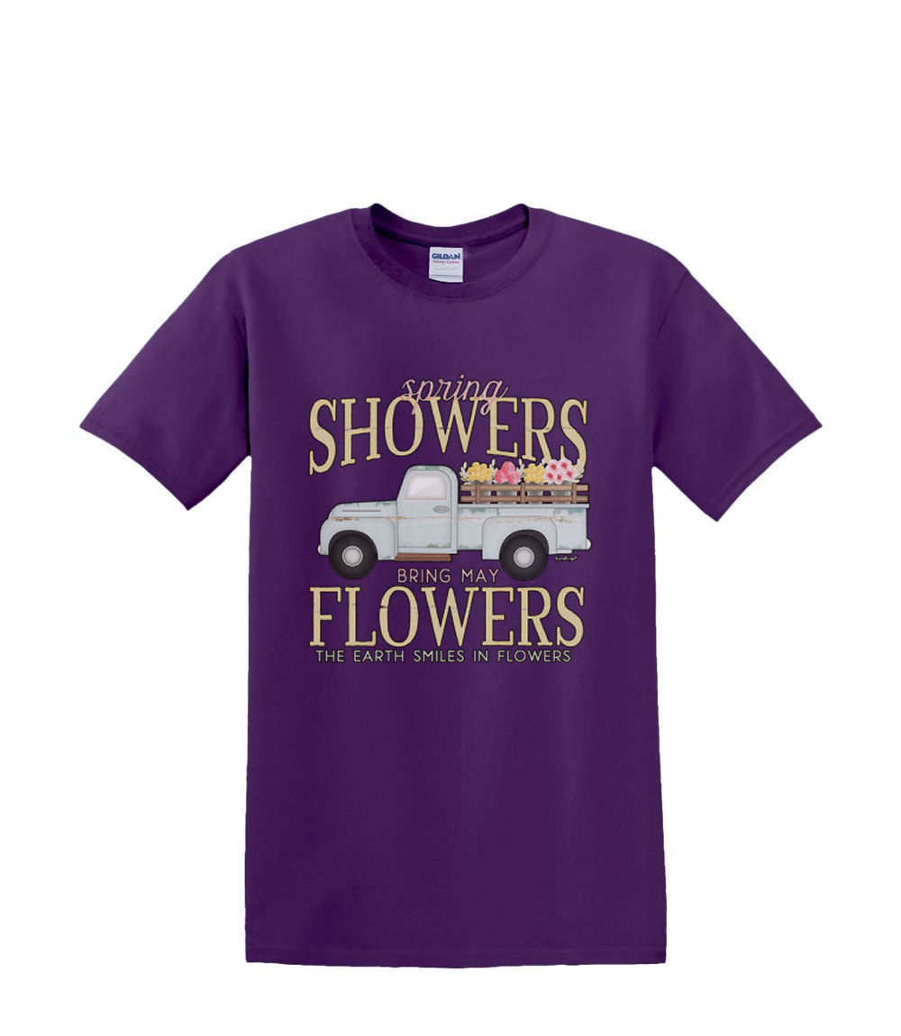 T-Shirt S to 2XL 3XL - FLOWER showers garden TRUCK spring flowers fun adult - Picture 29 of 72
