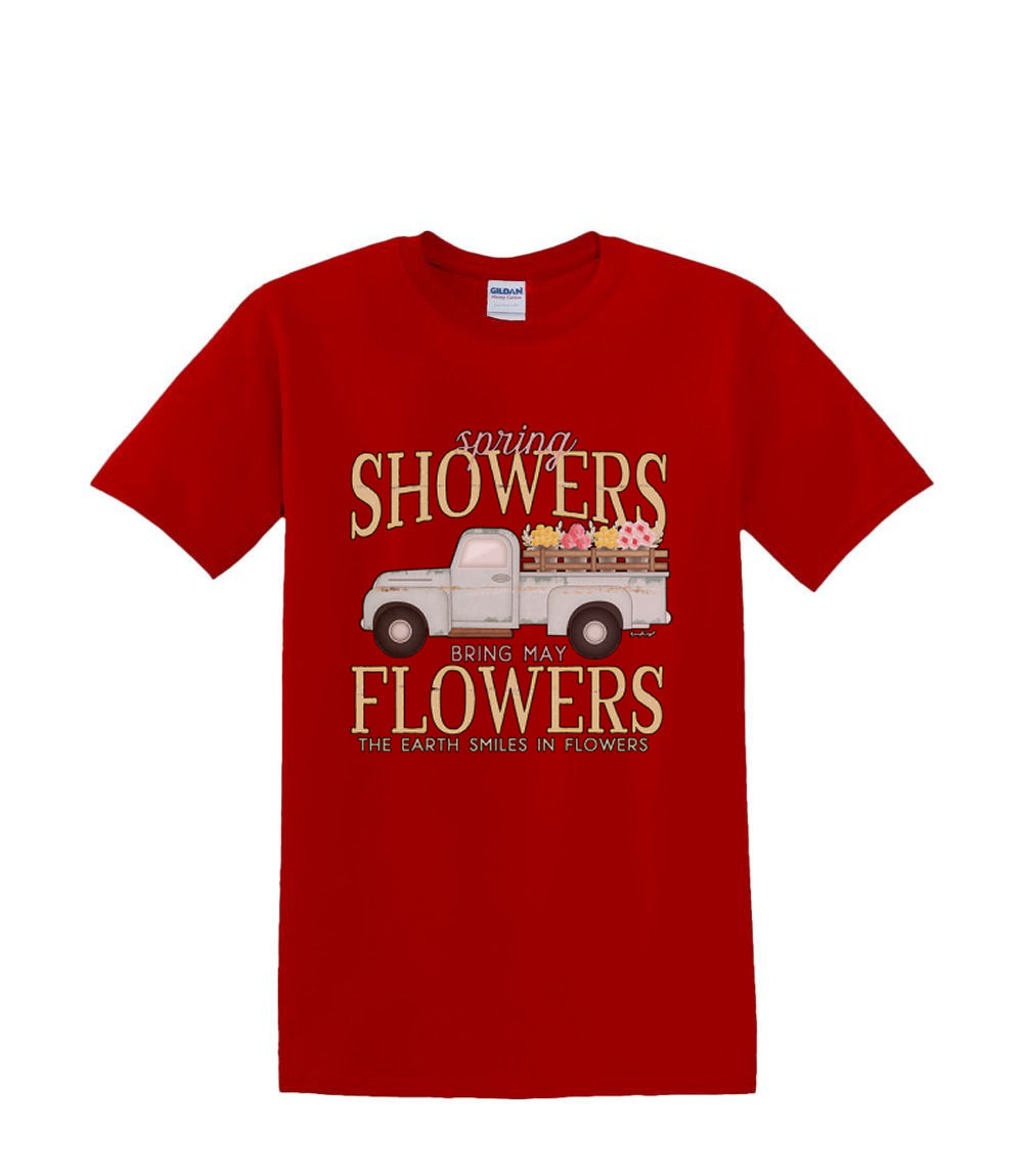 T-Shirt S to 2XL 3XL - FLOWER showers garden TRUCK spring flowers fun adult - Picture 41 of 72