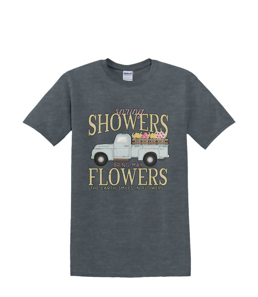 T-Shirt S to 2XL 3XL - FLOWER showers garden TRUCK spring flowers fun adult - Picture 60 of 72