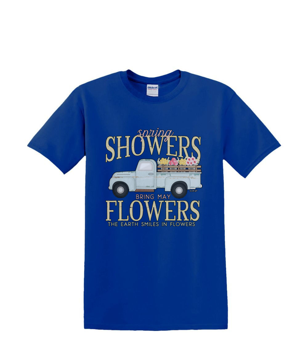 T-Shirt S to 2XL 3XL - FLOWER showers garden TRUCK spring flowers fun adult - Picture 36 of 72