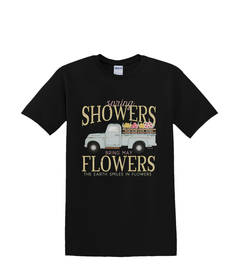 T-Shirt S to 2XL 3XL - FLOWER showers garden TRUCK spring flowers fun adult - Picture 15 of 72