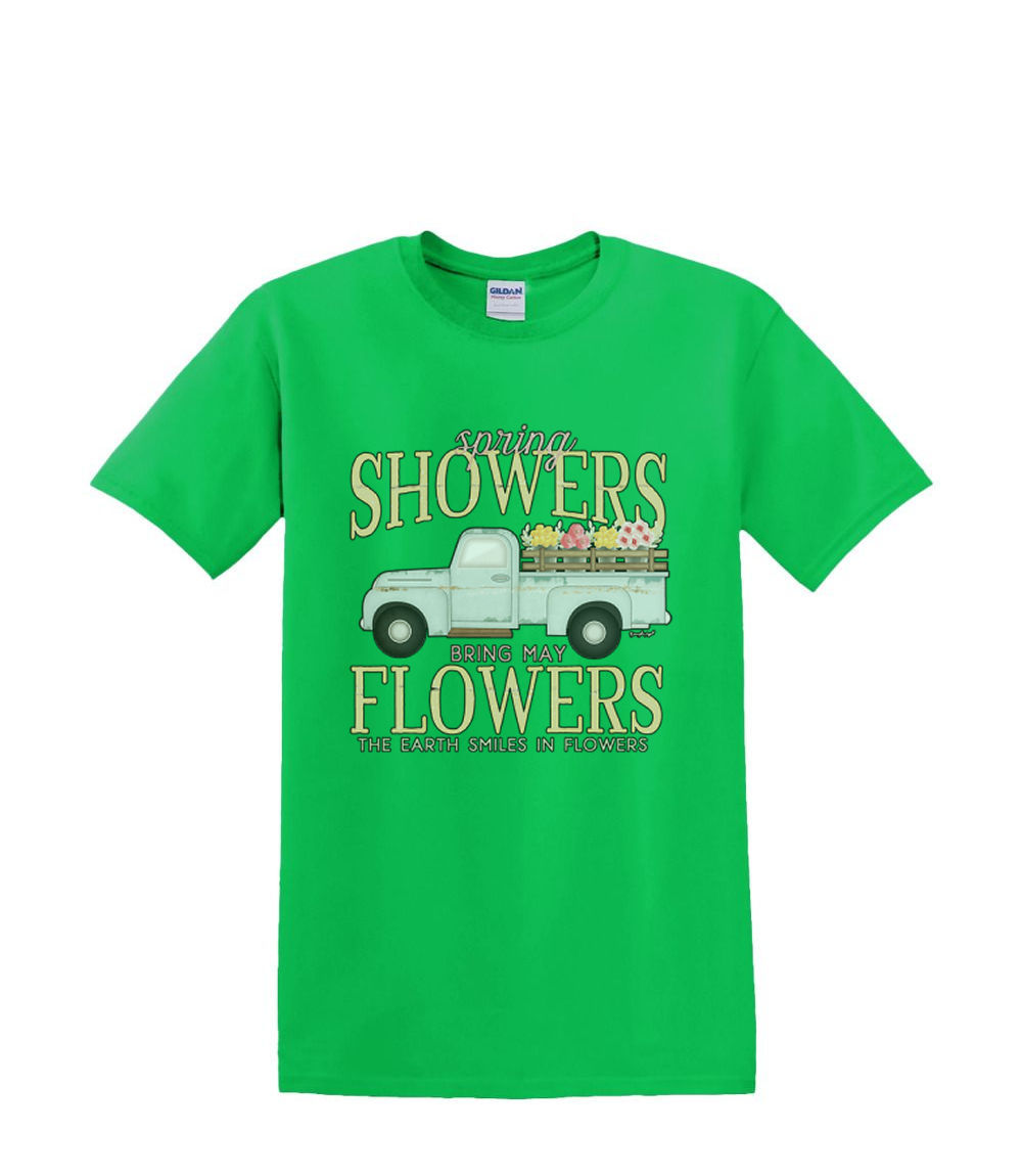 T-Shirt S to 2XL 3XL - FLOWER showers garden TRUCK spring flowers fun adult - Picture 21 of 72