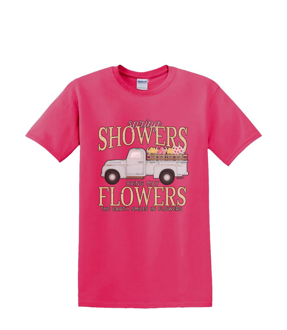 T-Shirt S to 2XL 3XL - FLOWER showers garden TRUCK spring flowers fun adult - Picture 62 of 72