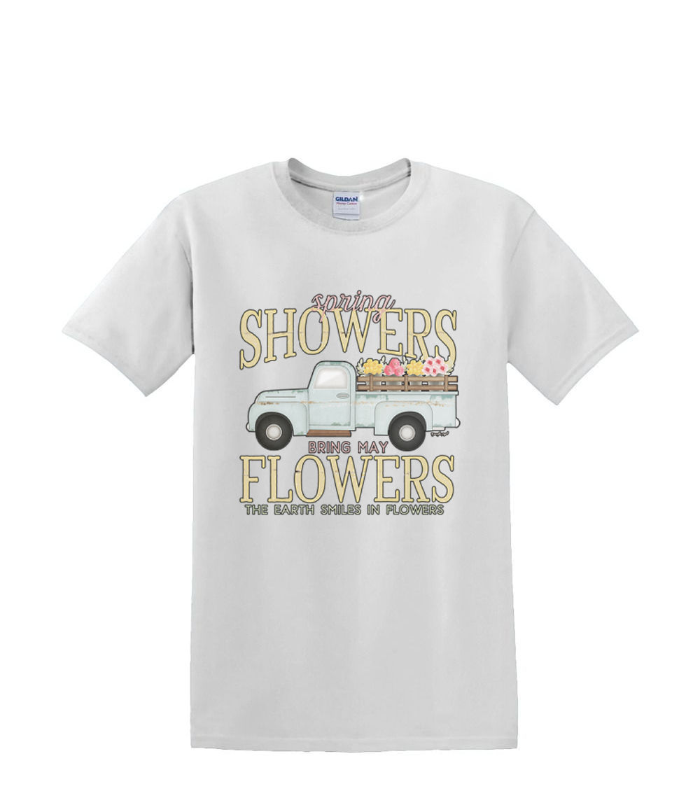 T-Shirt S to 2XL 3XL - FLOWER showers garden TRUCK spring flowers fun adult - Picture 43 of 72
