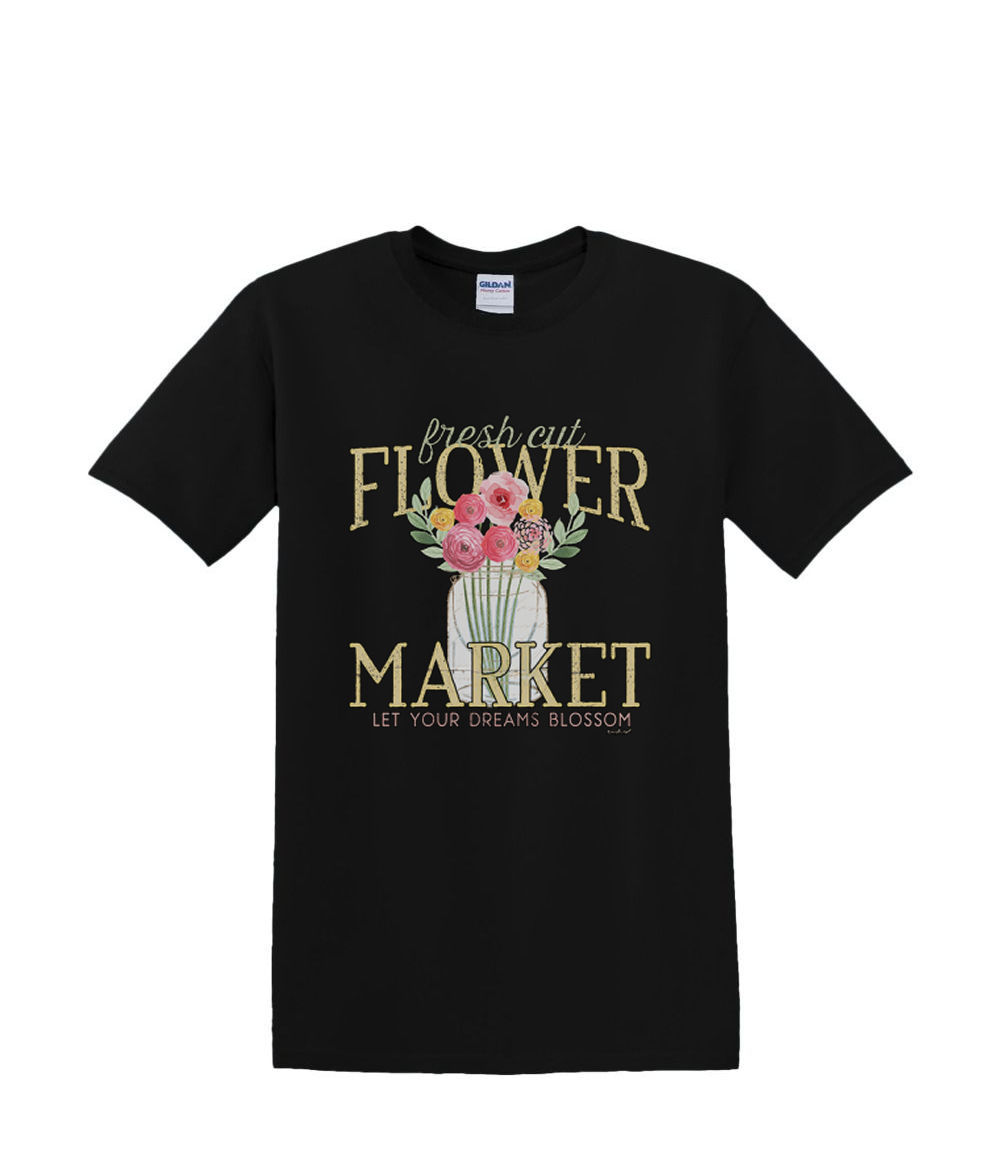 T-Shirt S to 2XL 3XL – FLOWER MARKET vase spring flowers fun adult