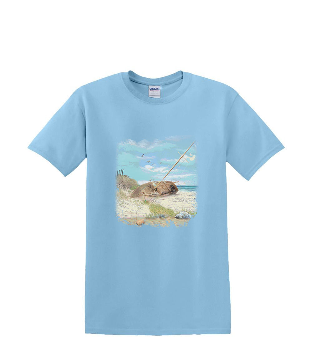 T-shirt small to 3xL - BEACHED SAILBOAT nautical boat yacht - adult - Picture 17 of 36