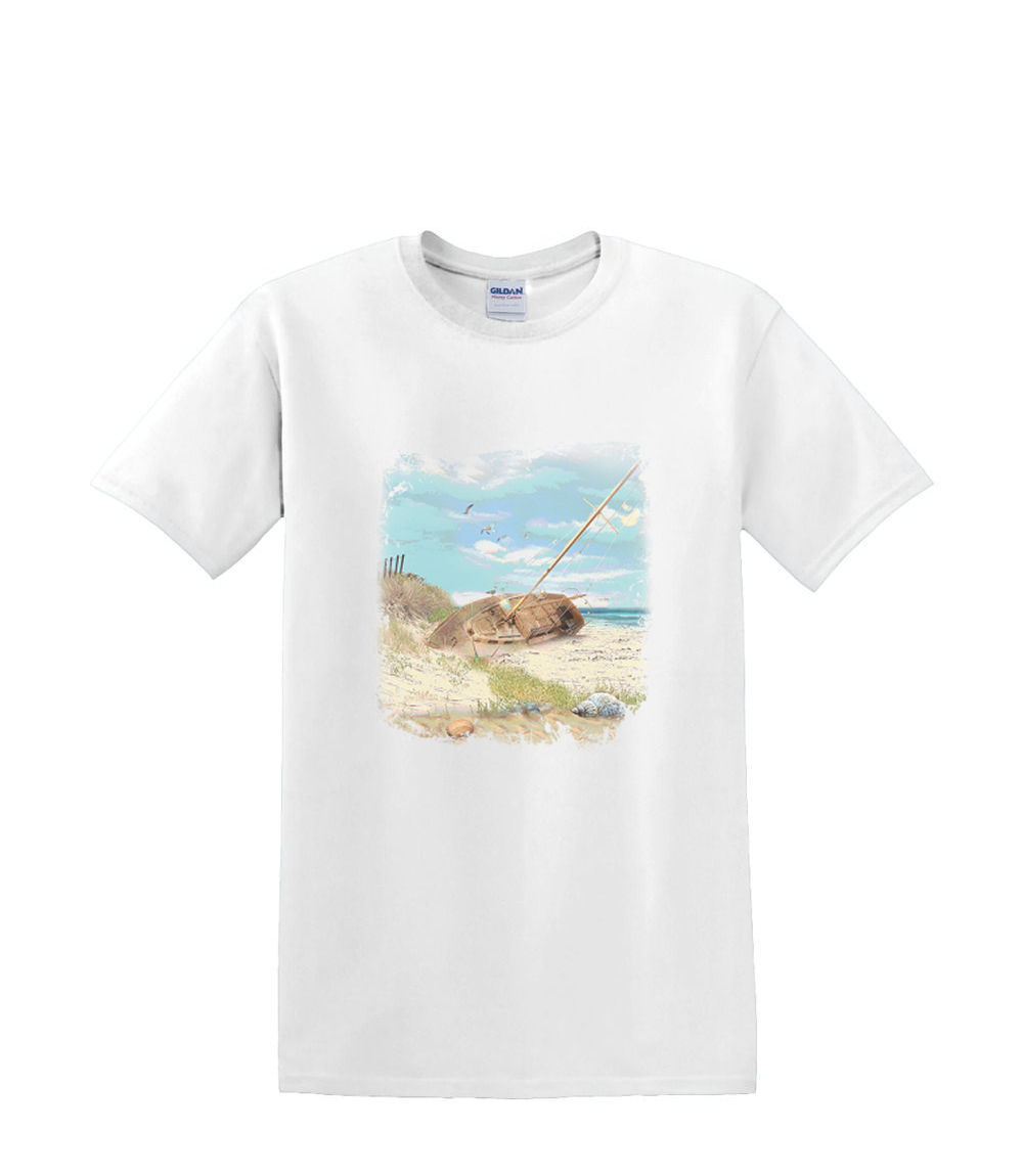 T-shirt small to 3xL - BEACHED SAILBOAT nautical boat yacht - adult - Picture 11 of 36
