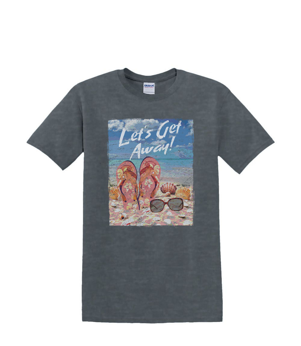 Camiseta S a 2XL 3XL LET'S Get AWAY Sandalias Gafas de sol Playa Resort Agua - Imagen 57 de 72