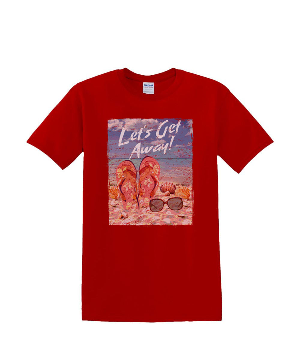 Camiseta S a 2XL 3XL LET'S Get AWAY Sandalias Gafas de sol Playa Resort Agua - Imagen 38 de 72