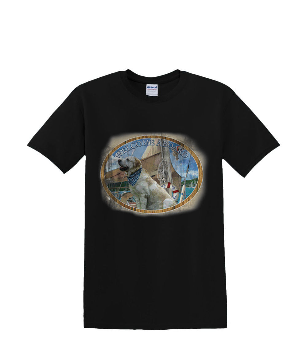 T-Shirt S to 2XL 3XL WELCOME ABOARD dog sailboat beach resort water outdoor fun