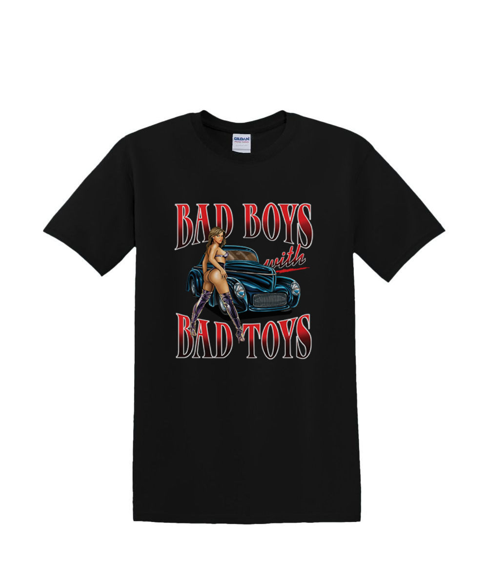 t-Shirt S to 2XL 3XL - BAD BOYS bad toys hotrod sled pinup fun adult - Picture 15 of 72