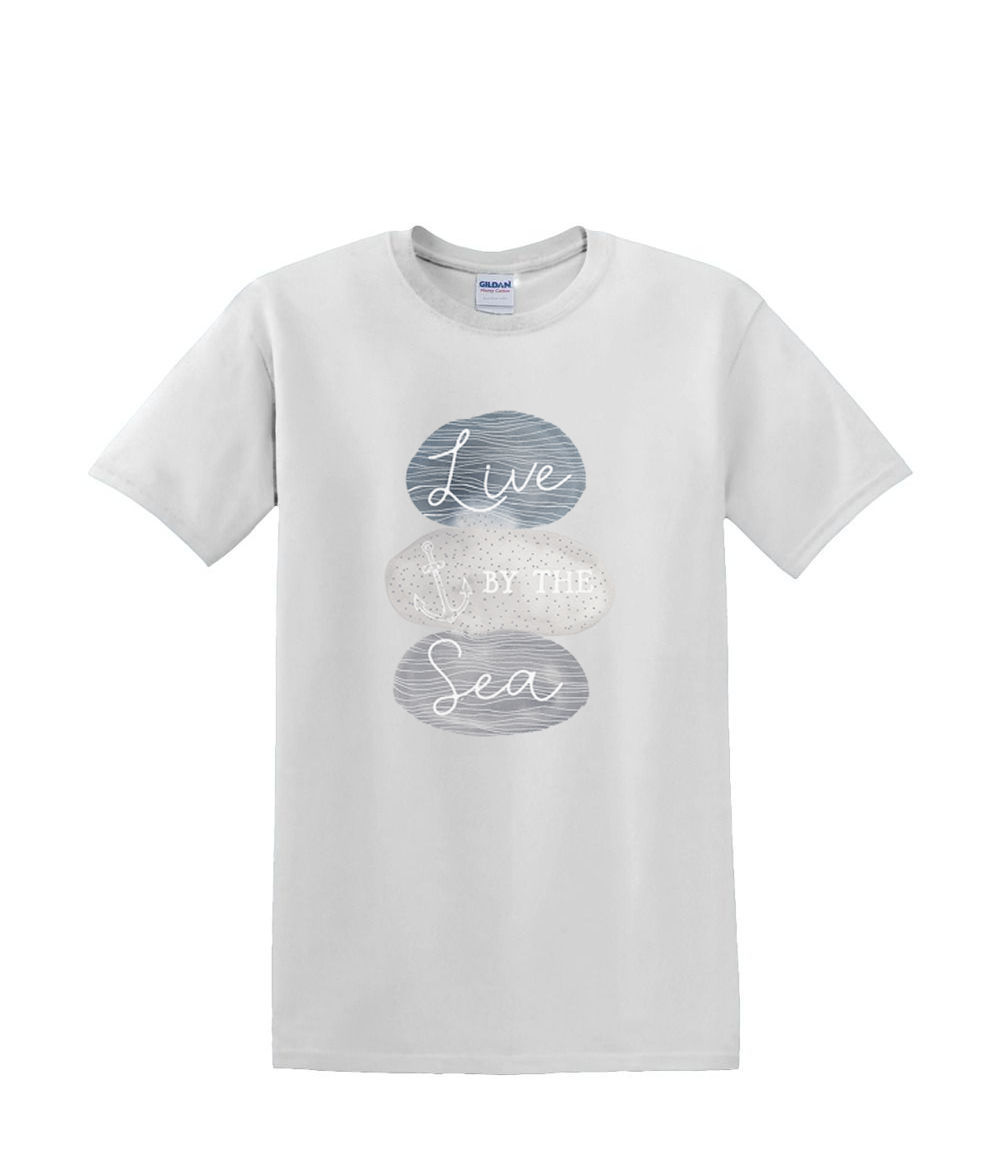 T-shirt small to 3xL - LIVE by the SEA sealife beach nautical fun- adult - Picture 29 of 36