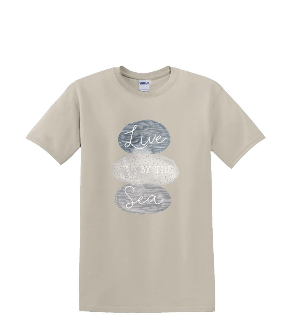 T-shirt small to 3xL - LIVE by the SEA sealife beach nautical fun- adult - Picture 21 of 36