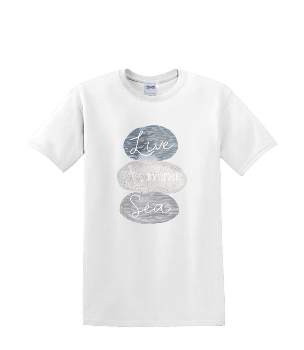 T-shirt small to 3xL - LIVE by the SEA sealife beach nautical fun- adult - Picture 9 of 36