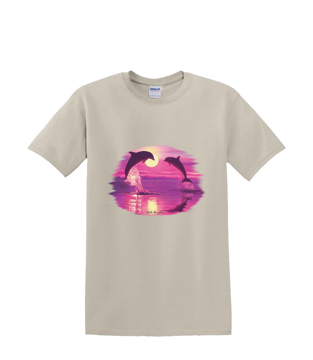 T-shirt small to 3xL - DOLPHIN lover SILHOUETTE sealife beach nautical fun - Picture 23 of 36