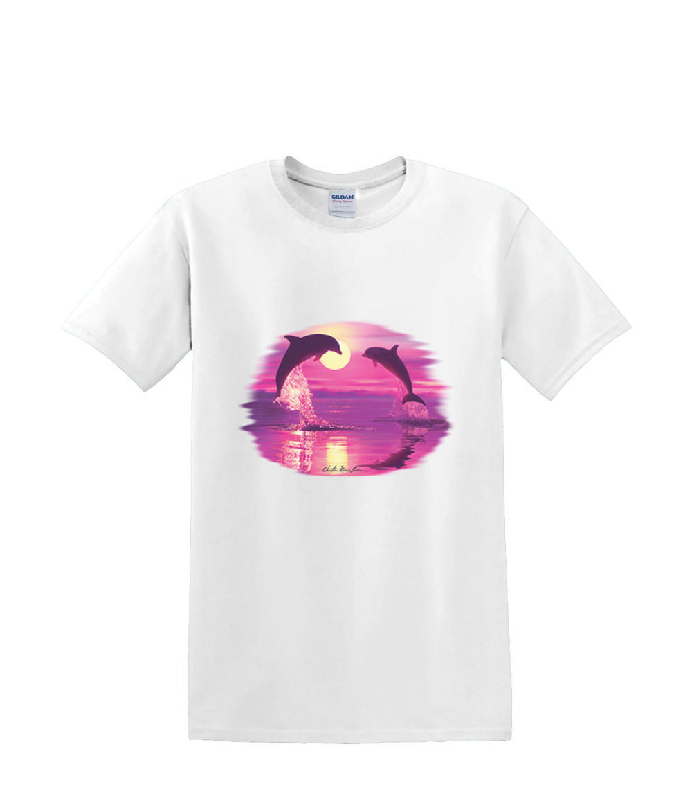 T-shirt small to 3xL - DOLPHIN lover SILHOUETTE sealife beach nautical fun - Picture 12 of 36