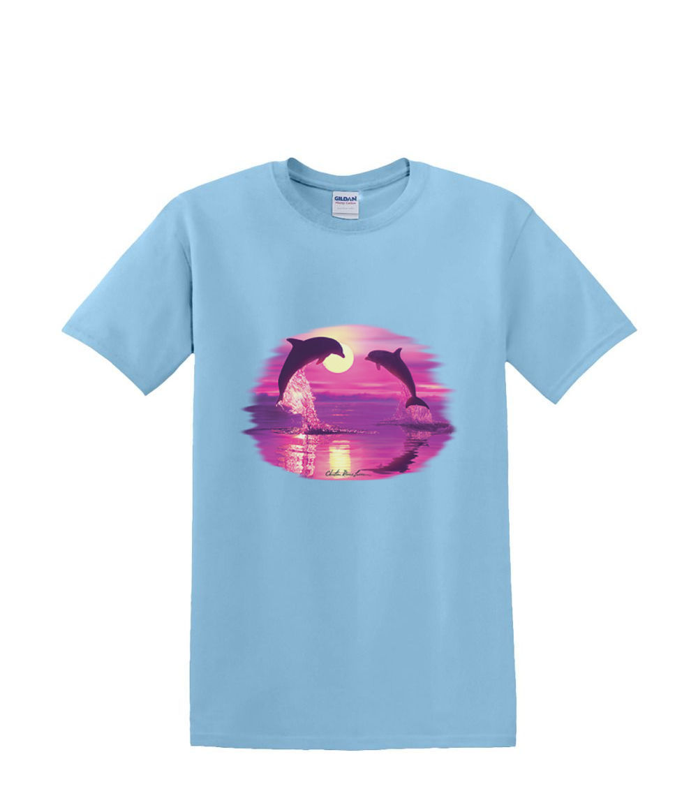 T-shirt small to 3xL - DOLPHIN lover SILHOUETTE sealife beach nautical fun - Picture 15 of 36