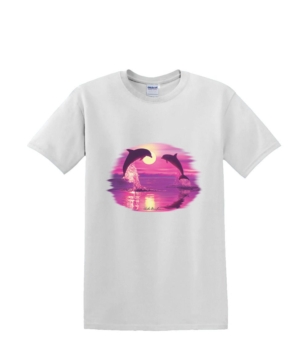 T-shirt small to 3xL - DOLPHIN lover SILHOUETTE sealife beach nautical fun - Picture 28 of 36