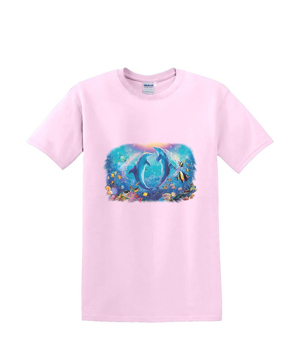 T-shirt small to 3xL DOLPHIN UNDERSEA pas de duex sealife beach nautical fun - Picture 36 of 36