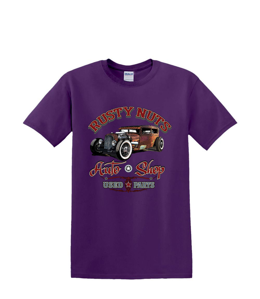 T-Shirt S to 2XL 3XL - RUSTY NUTS hotrod auto shop car fun adult - Picture 25 of 72