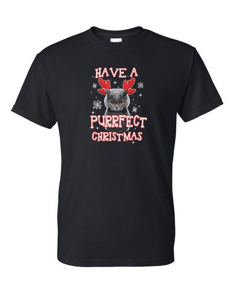 Adult T-Shirt - PURRFECT CHRISTMAS - SANTA CAT KITTEN WINTER PERFECT CHRISTMAS - Picture 10 of 41