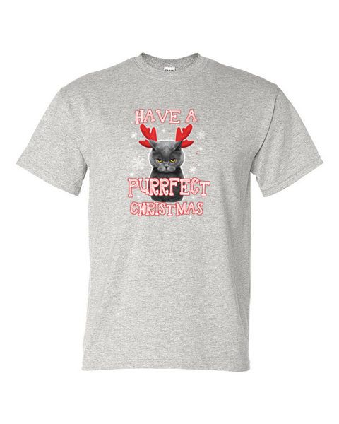 Adult T-Shirt - PURRFECT CHRISTMAS - SANTA CAT KITTEN WINTER PERFECT CHRISTMAS - Picture 26 of 41