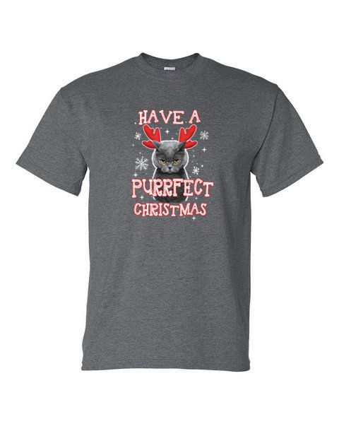 Adult T-Shirt - PURRFECT CHRISTMAS - SANTA CAT KITTEN WINTER PERFECT CHRISTMAS - Picture 17 of 41