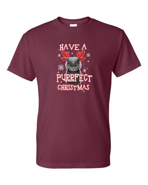 Adult T-Shirt - PURRFECT CHRISTMAS - SANTA CAT KITTEN WINTER PERFECT CHRISTMAS - Picture 37 of 41