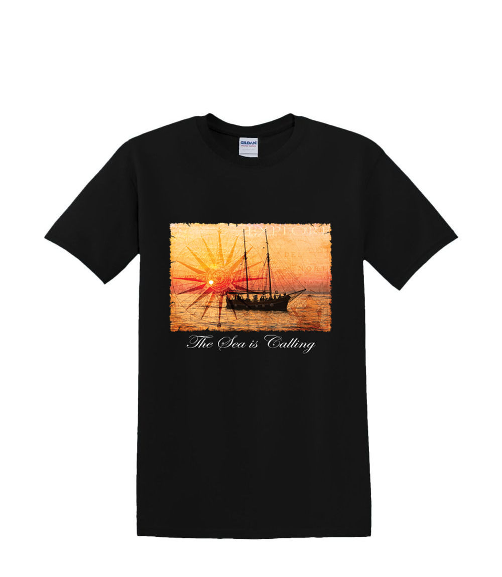 T-Shirt S to 2XL 3XL – sailboat SEA is CALLING yacht sunset beach resort waves
