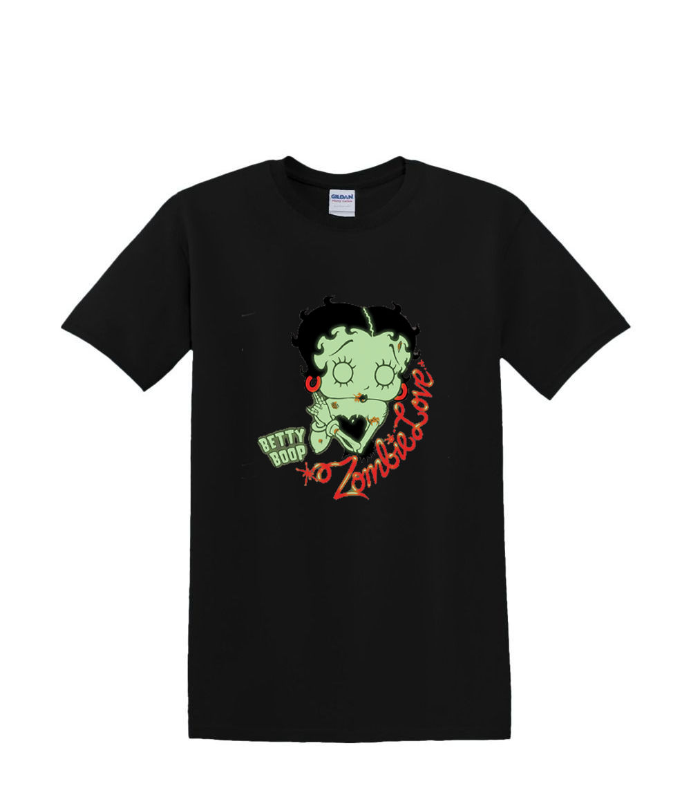 Camiseta S a 2XL 3XL - BETTY BOOP - ZOMBIE LOVE script - Brilla en la oscuridad Divertido Humor - Imagen 14 de 72