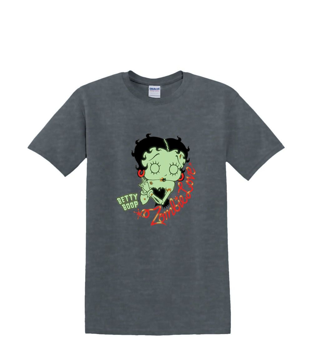 Camiseta S a 2XL 3XL - BETTY BOOP - ZOMBIE LOVE script - Brilla en la oscuridad Divertido Humor - Imagen 56 de 72