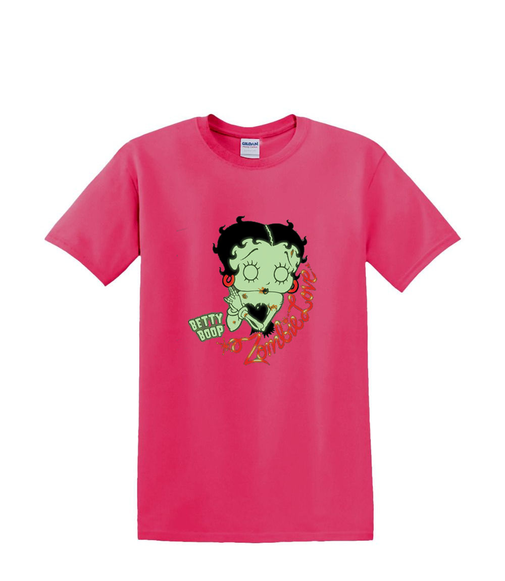 Camiseta S a 2XL 3XL - BETTY BOOP - ZOMBIE LOVE script - Brilla en la oscuridad Divertido Humor - Imagen 62 de 72