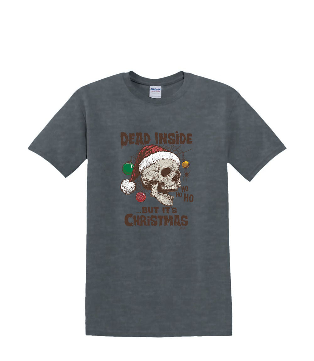 T-Shirt S to 2XL 3XL - DEAD INSIDE SKULL - CHRISTMAS FUN HUMOR SANTA Adult - Picture 59 of 72