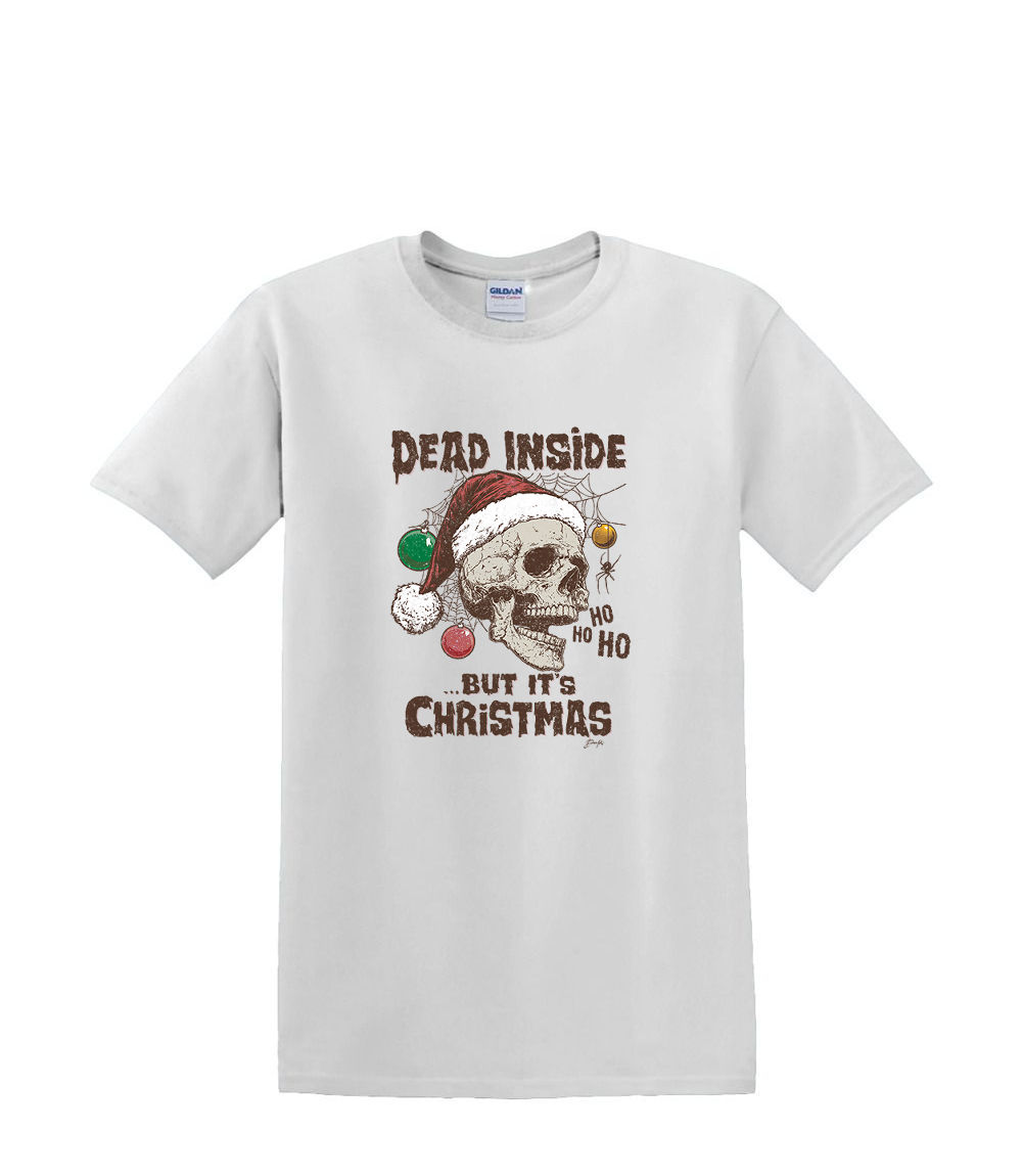 T-Shirt S to 2XL 3XL - DEAD INSIDE SKULL - CHRISTMAS FUN HUMOR SANTA Adult - Picture 45 of 72