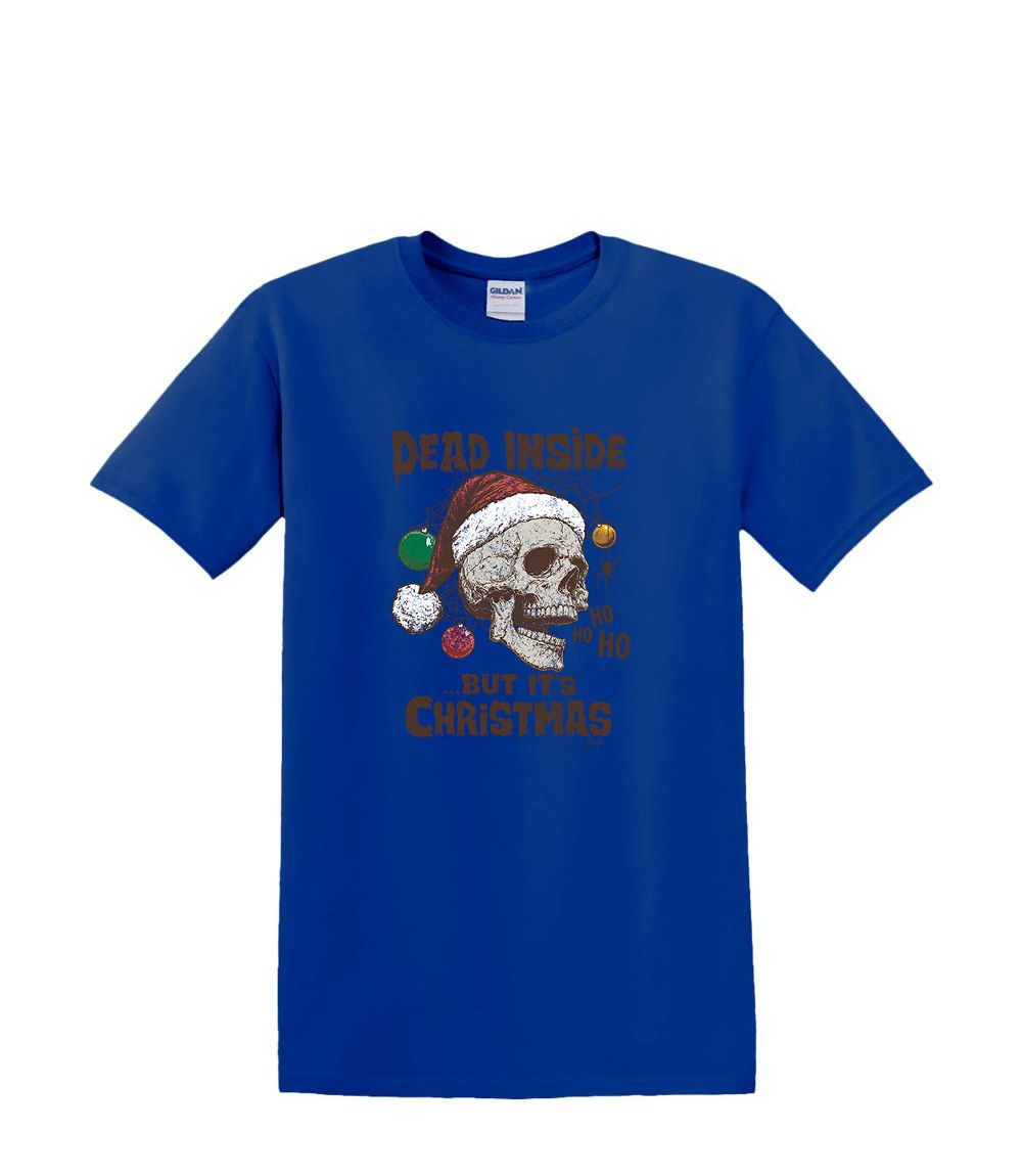 T-Shirt S to 2XL 3XL - DEAD INSIDE SKULL - CHRISTMAS FUN HUMOR SANTA Adult - Picture 33 of 72