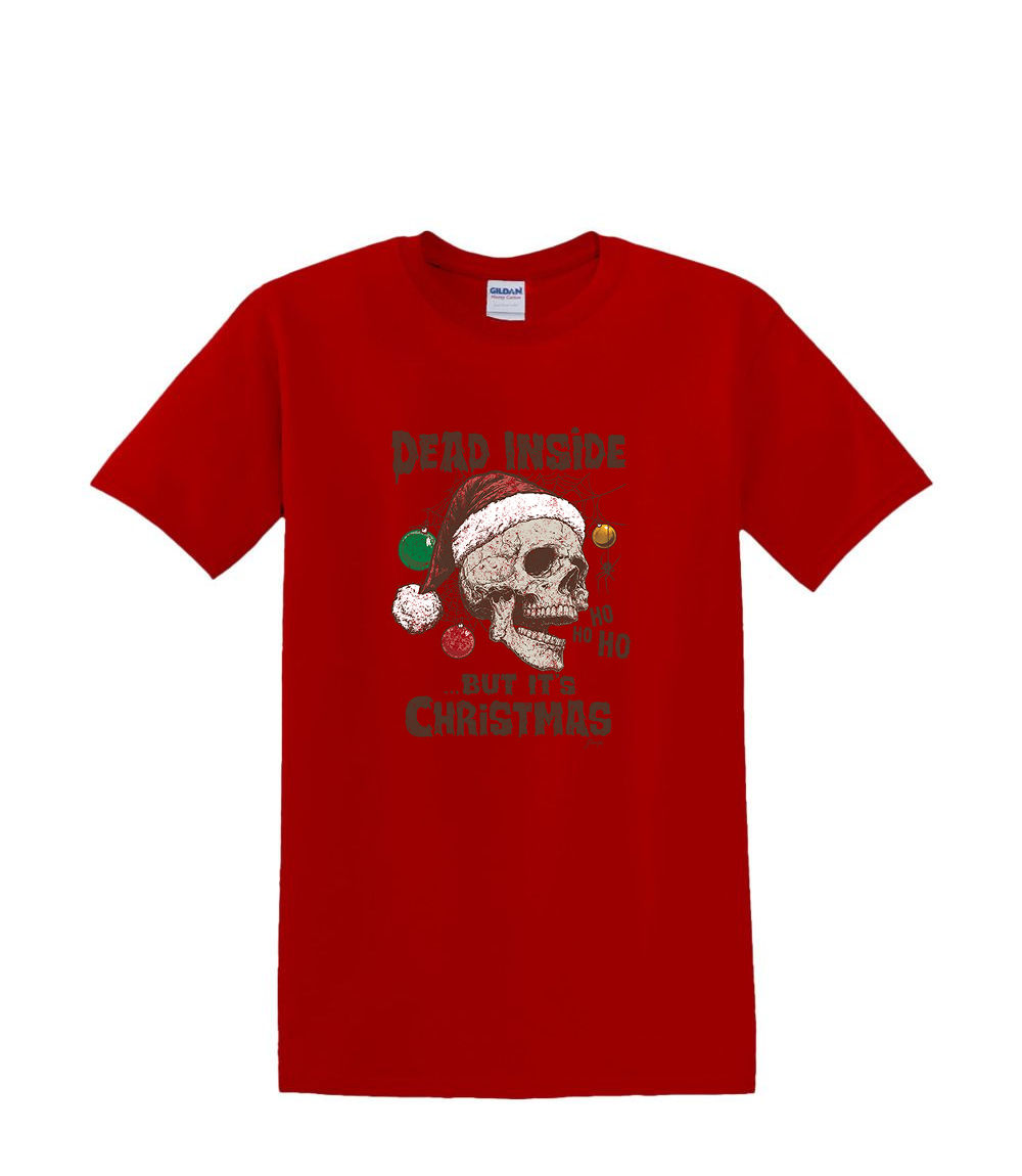 T-Shirt S to 2XL 3XL - DEAD INSIDE SKULL - CHRISTMAS FUN HUMOR SANTA Adult - Picture 38 of 72