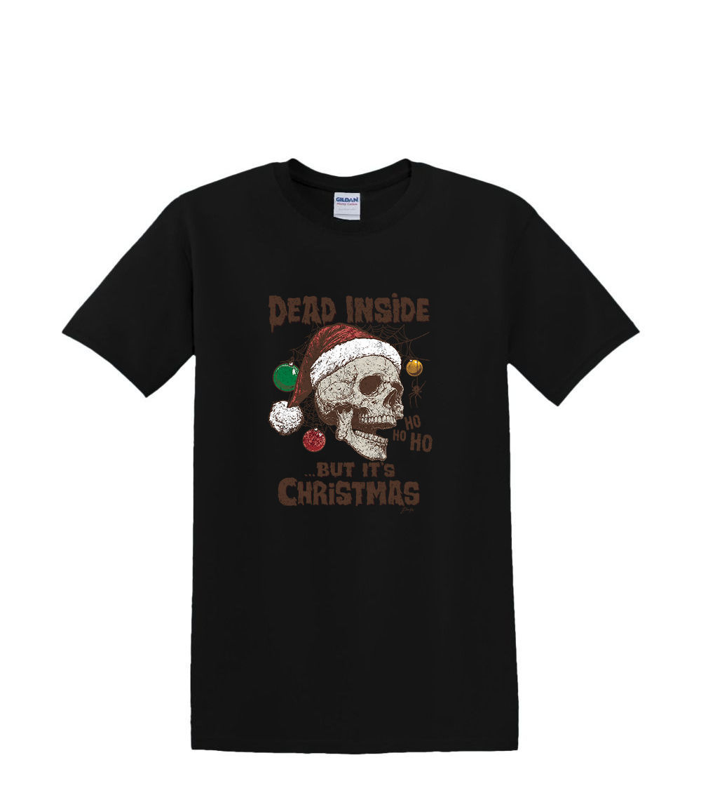 T-Shirt S to 2XL 3XL - DEAD INSIDE SKULL - CHRISTMAS FUN HUMOR SANTA Adult - Picture 13 of 72