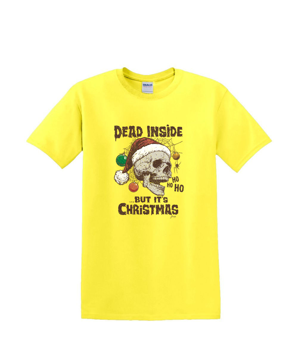 T-Shirt S to 2XL 3XL - DEAD INSIDE SKULL - CHRISTMAS FUN HUMOR SANTA Adult - Picture 52 of 72