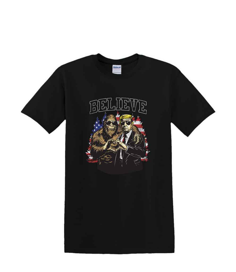 T-Shirt S to 2XL 3XL – trump SASQUATCH BIGFOOT believe political fun humor adult