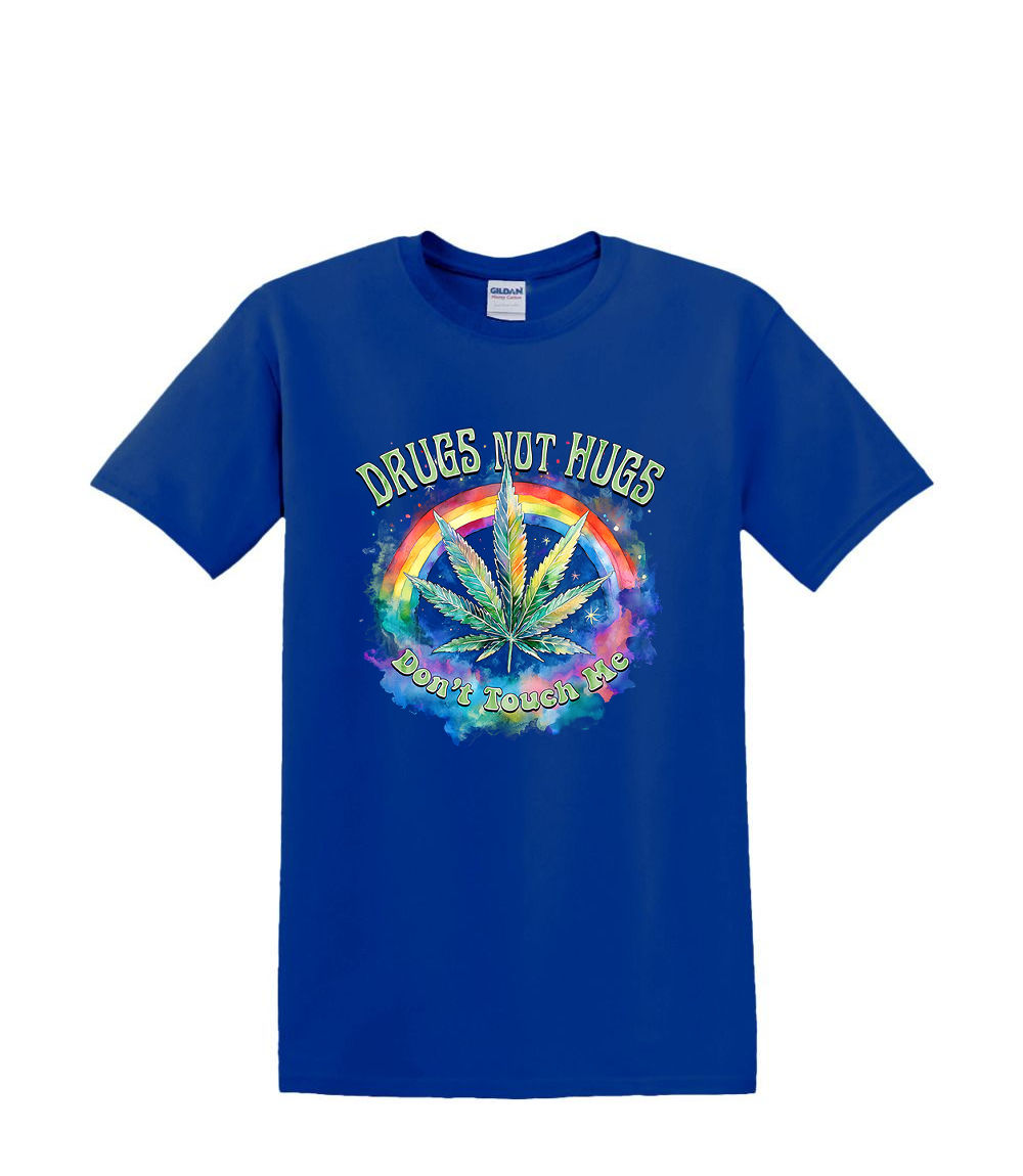 S to 2XL 3XL - DRUGS not HUGS don't touch me - funny weed 420 fun humor adult - Picture 36 of 72